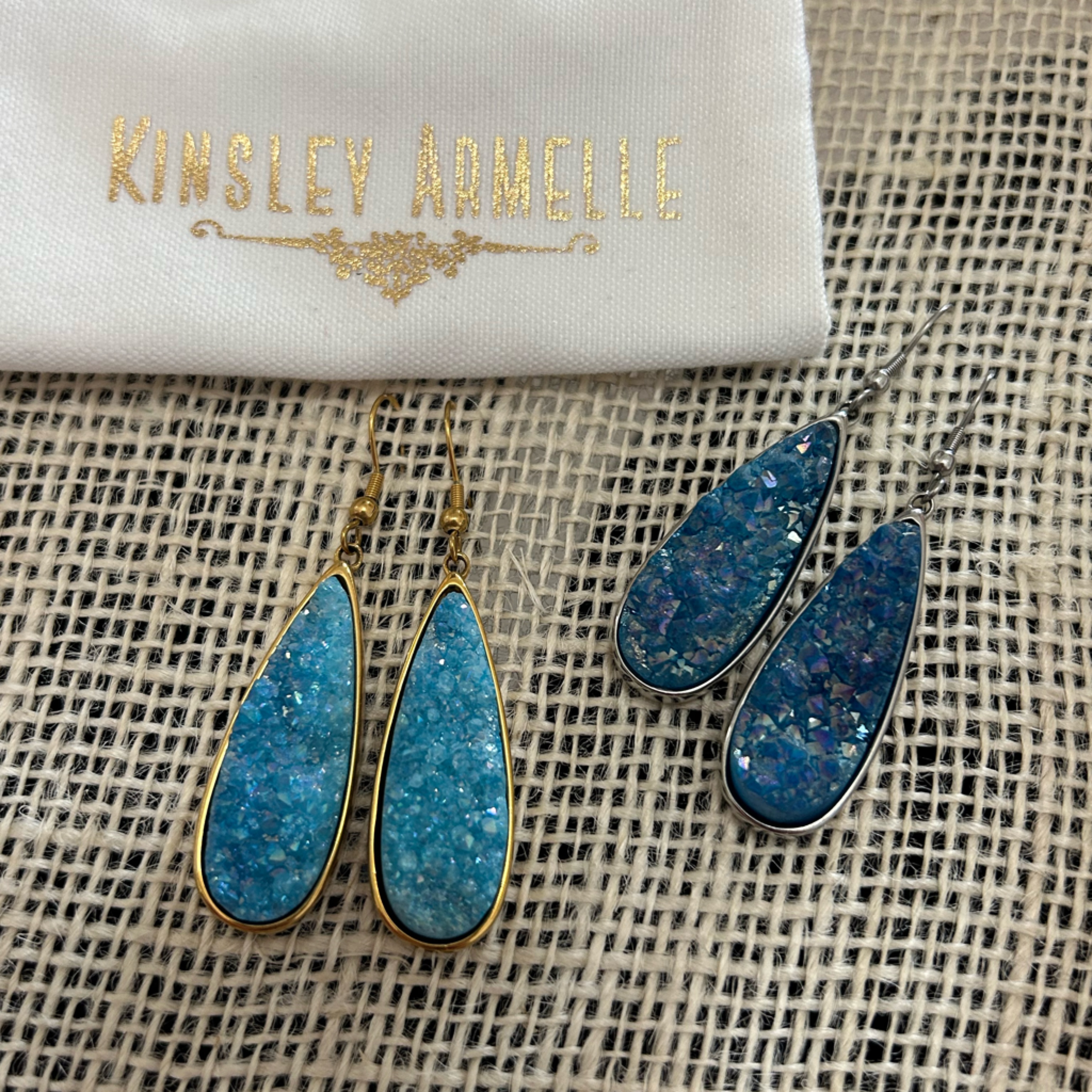 Set Of Two- Kinsley Armelle Druzy Collection Stone Earrings 40$